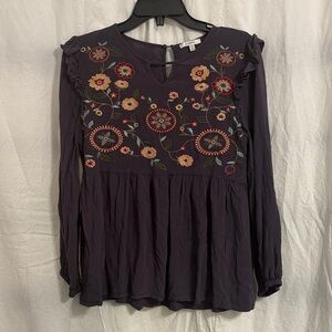 Embroidered Floral Long Sleeve Top